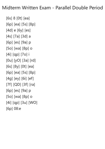 Midterm Written Exam - Parallel Double Period
