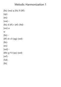 Melodic Harmonization 1
