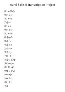 Aural Skills II Transcription Project