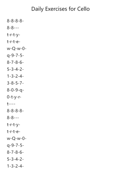 Daily Exercises for Cello, 32. Right arm No. 27A
