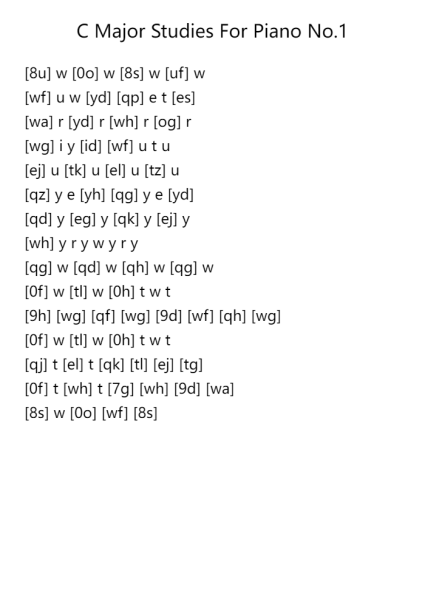 C Major Studies For Piano No.1