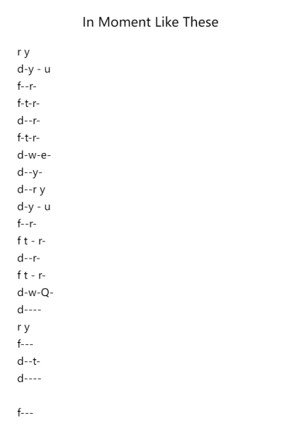 In Moment Like These in G Major