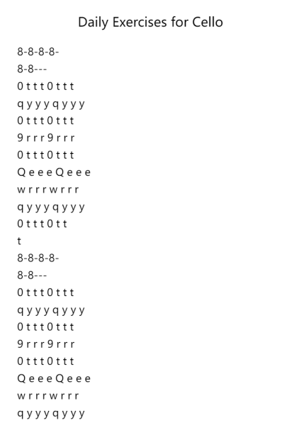 Daily Exercises for Cello, No. 34 "Wrist No. 09"