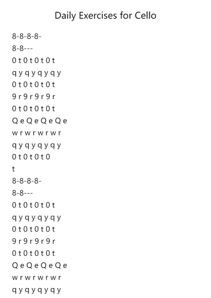 Daily Exercises for Cello, No. 19: Wrist