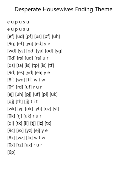 Desperate Housewives Ending Theme