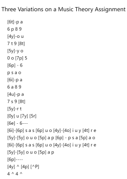 Three Variations on a Music Theory Assignment