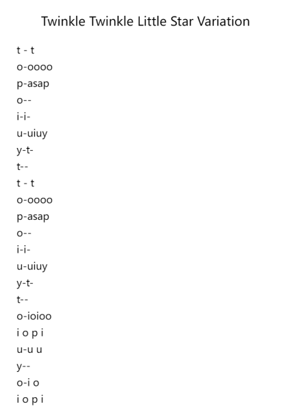 Twinkle Twinkle Little Star Variation