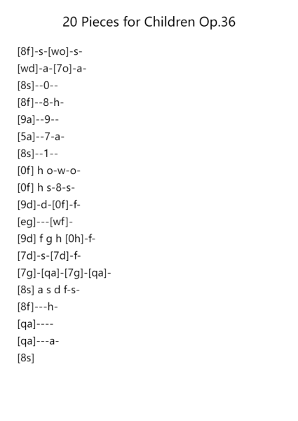 20 Pieces for Children, Op. 36