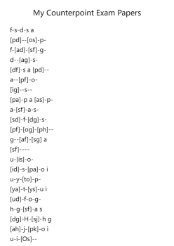 My Counterpoint Exam Papers