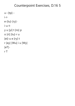 Counterpoint Exercises, D.16 No. 5