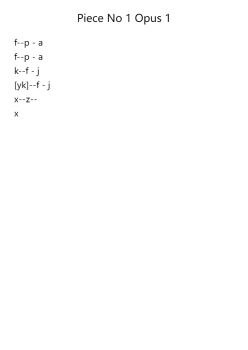 Piece No. 1 Opus 1