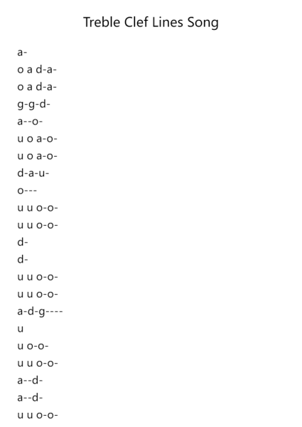 Treble Clef Lines Song