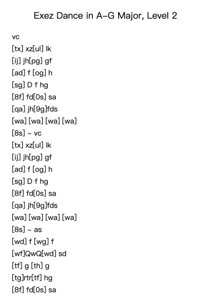 Exez Dance in A-G Major, Level 2