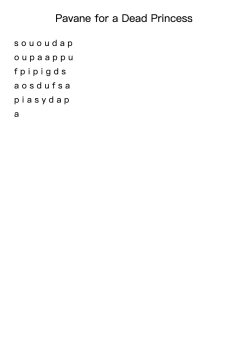 Pavane for a Dead Princess