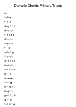 Diatonic Chords Primary Triads