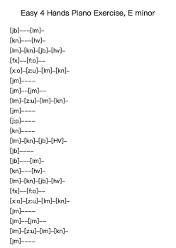 Easy 4 Hands Piano Exercise, E minor