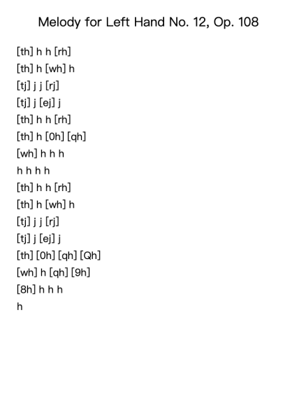 Melody for Left Hand No. 12, Op. 108
