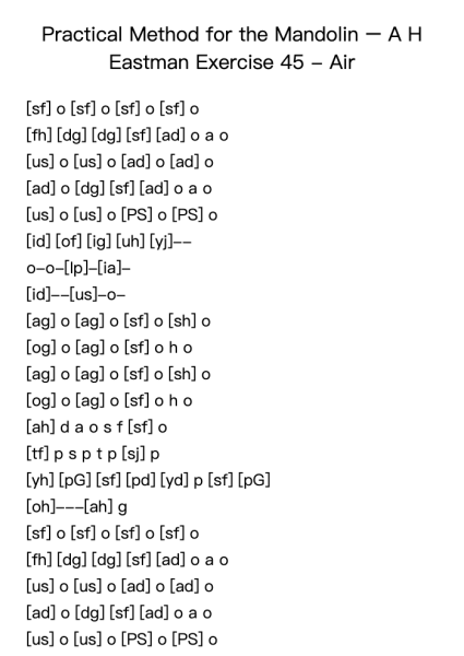 Practical Method for the Mandolin - Exercise 45 "Air"