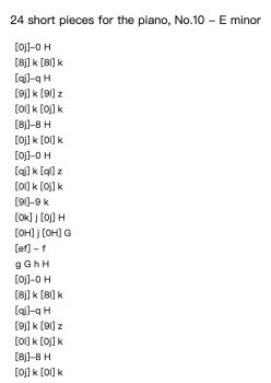 24 Short Pieces for the Piano, No. 10 in E Minor
