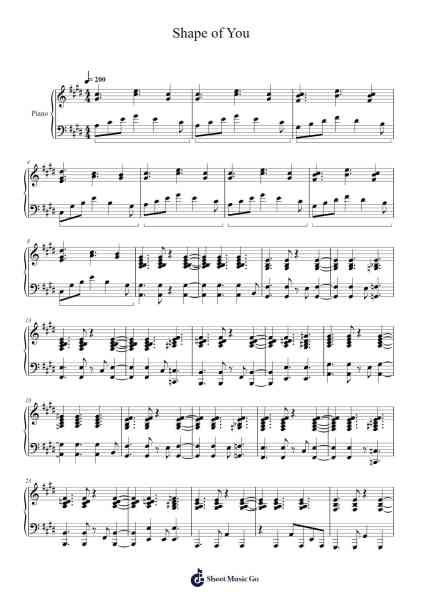 Shape of You Sheet Music by Ed Sheeran-Arr.Gemcol Nemott