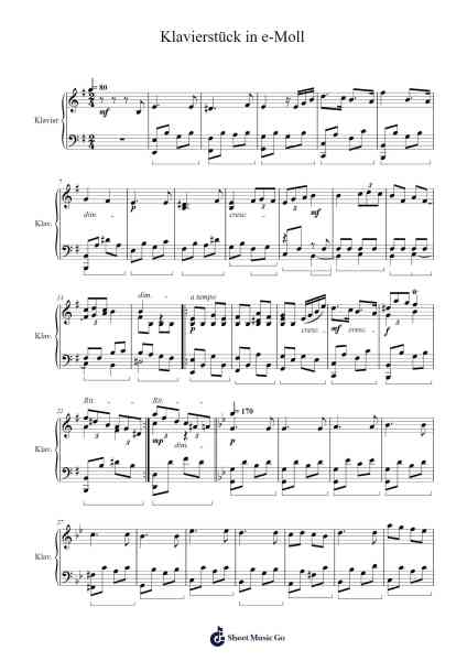 Klavierstück in e-Moll Sheet Music by Tim A.-Arr.Syldre Burby
