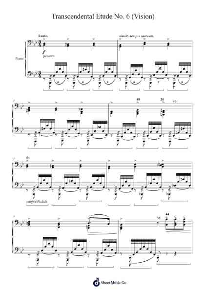 Transcendental Étude No. 6 in G Minor, S. 139: "Vision" Sheet Music by Franz Liszt-Arr.Olchel
