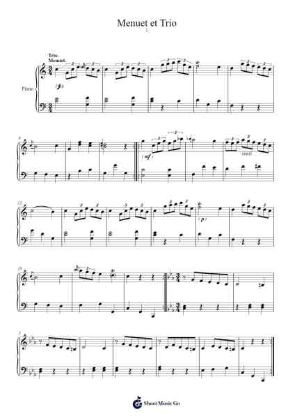 Sonata in C Major, Hob.XVI:35, III. Menuet - Trio Sheet Music by Joseph Haydn-Arr.Sonfy Strasie