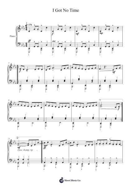 I Got No Time Sheet Music by The Living Tombstone-Arr.Rusmike Hudje