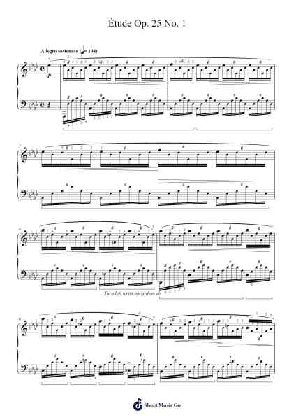Étude Op. 25 No. 1 "Aeolian Harp" Sheet Music by Frédéric Chopin-Arr.Fitzbaird Marreade
