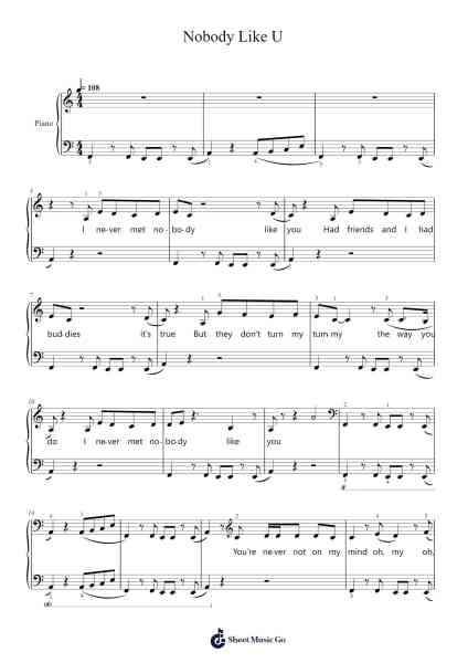Nobody Like U Sheet Music by 4*town-Arr.Hugsay
