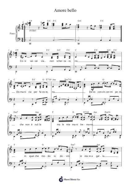 Amore bello Sheet Music by Claudio Baglioni-Arr.Wildech Mopold