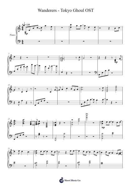 Wanderers - Tokyo Ghoul OST Sheet Music by Yutaka Yamada-Arr.Fordtrid Lawsweet