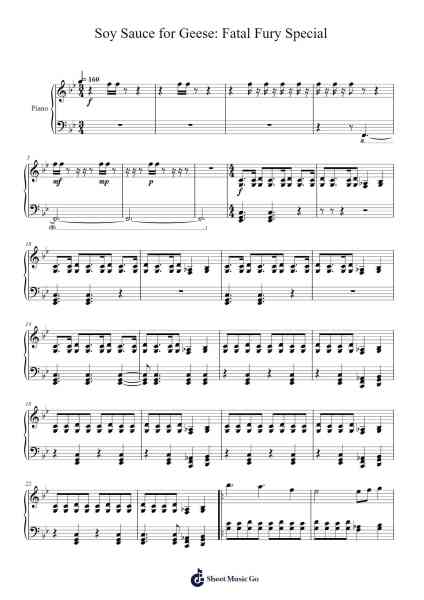 Soy Sauce for Geese: Fatal Fury Special (piano arrangement) Sheet Music by SNK Sound Team-Arr.Blithephne