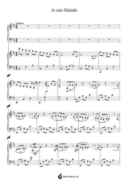 Je suis Malade Sheet Music by Serge Lama/Alice Dona-Arr.Chrislus Edtience