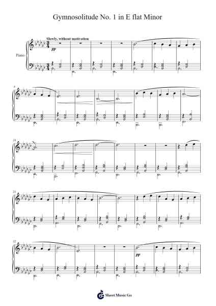 Gymnosolitude No. 1 in E flat Minor Sheet Music by Marshall Rogers-Arr.Websjean Hodgdre