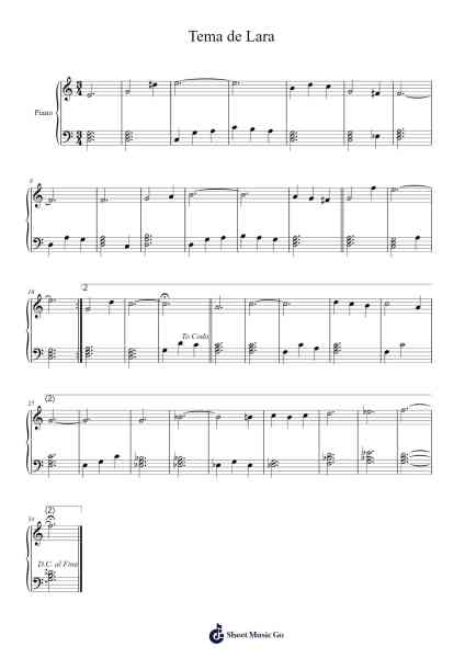 Tema de Lara Sheet Music by Maurice Jarre-Arr.Fredcamp Viomia