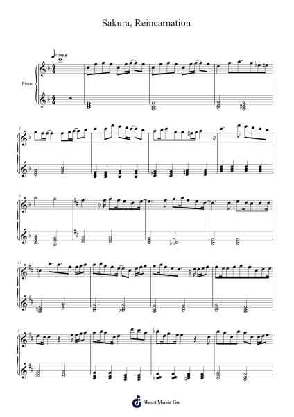 Sakura, Reincarnation Sheet Music by Sasaki Sayaka-Arr.Dickbryce Biien