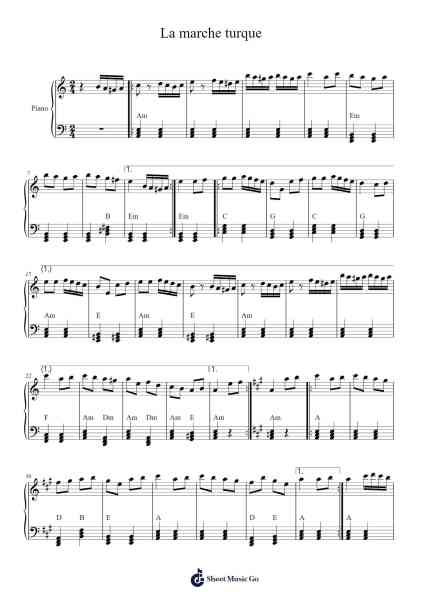 Rondo Alla Turca from Piano Sonata No. 11 in A Major, K. 331 Sheet Music by Wolfgang Amadeus Mozart-Arr.Huthorne
