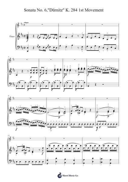Sonata No. 6 in D Major "Dürnitz," K. 284: I. Allegro Sheet Music by Wolfgang Amadeus Mozart-Arr.Wyattnix Abniel