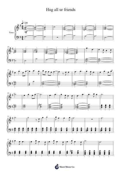 Hug all ur friends Sheet Music by Cavetown-Arr.Markthur