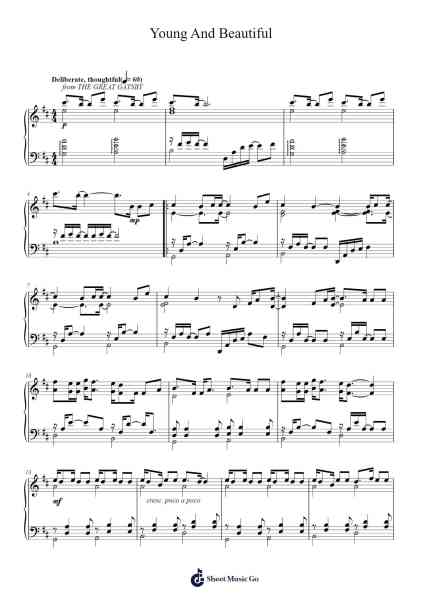 Young And Beautiful Sheet Music by Lana Del Rey-Arr.Vinpeare