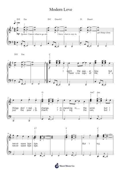 Modern Love Sheet Music by David Bowie-Arr.Yulejah