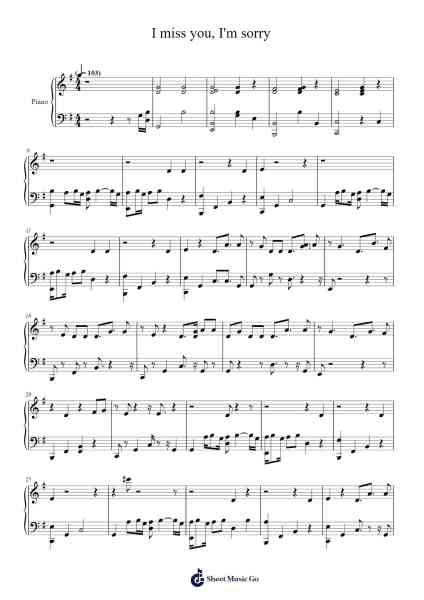 I miss you, I'm sorry Sheet Music by Gracie Abrams-Arr.Ianjim