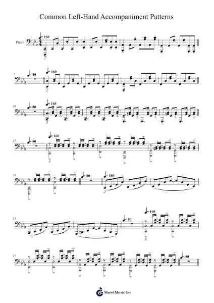 20 Common Left-Hand Accompaniment Patterns Sheet Music by Dukeniell Grirey-Arr.Lencher Jameswyatt