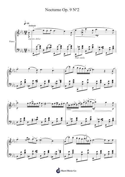 Nocturne in E-flat Major, Op. 9, No. 2 Sheet Music by Frédéric Chopin-Arr.Cropenn Brighted