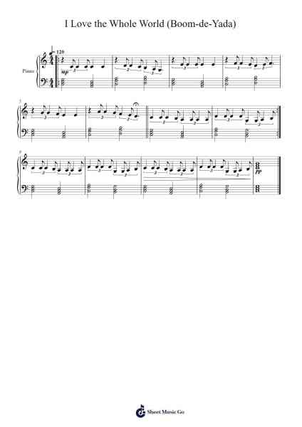 I Love the Whole World (Boom-de-Yada) Sheet Music by Misc Television-Arr.Popthus