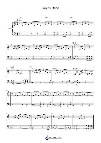 Day is Done Sheet Music by Nick Drake-Arr.Swinfred Clarkdiah