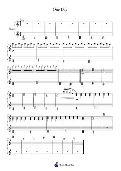 One Day Sheet Music by Tate McRae-Arr.Jacthel