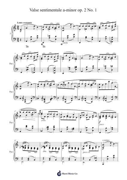 Valse sentimentale in A Minor, Op. 2 No. 1 Sheet Music by Housexine Phoecie-Arr.Louhal