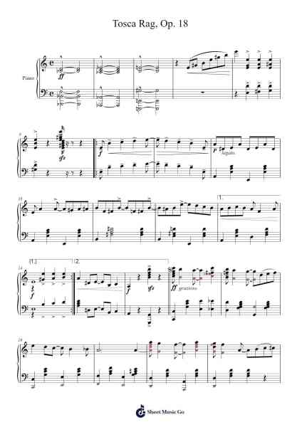 Tosca Rag, Op. 18 Sheet Music by Székely Aladár-Arr.Lornas Buckdick